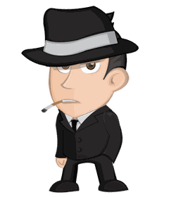 The Wise Guy character in Street Crime, in a black suit and fedora